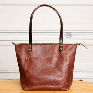 Large Leather Tote in Nutmeg
